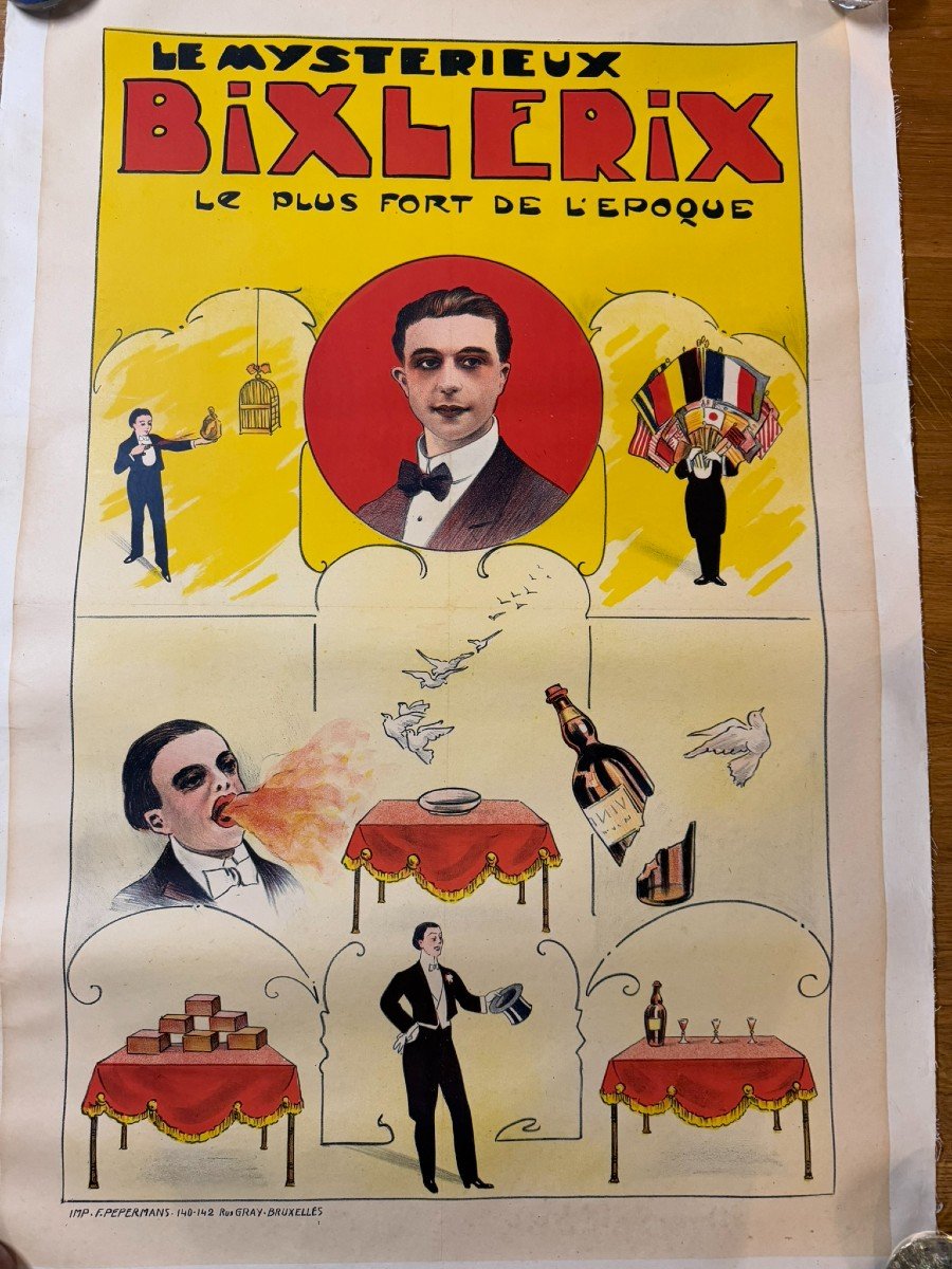 Le Mysterieux Bixlerix: Affiche En Couleur Entoilée Vers 1920  -photo-3