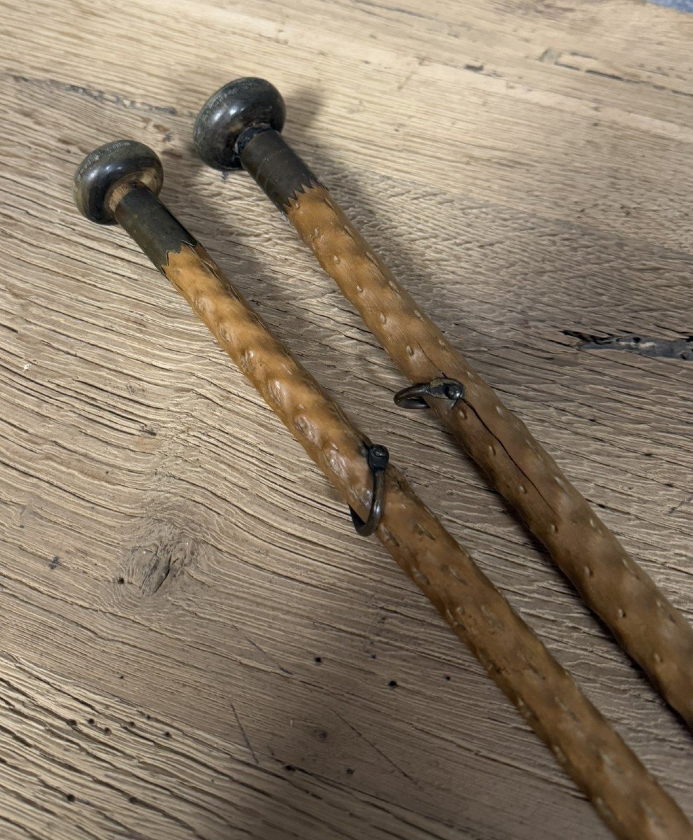 Folk Art: Two Carved Wooden Canes Or Walking Sticks -photo-3