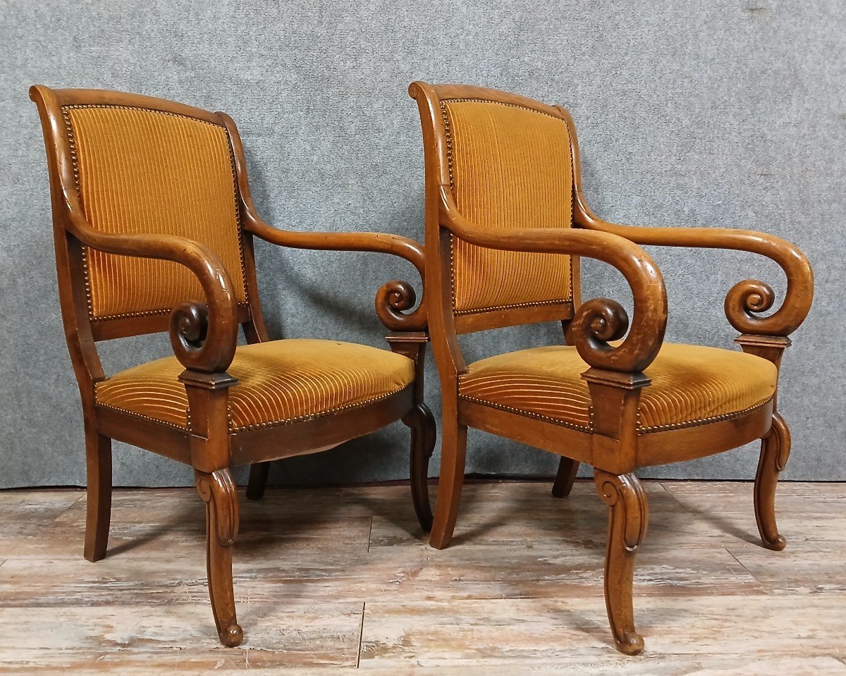 Pair Of Empire / Restoration Period Armchairs -photo-6