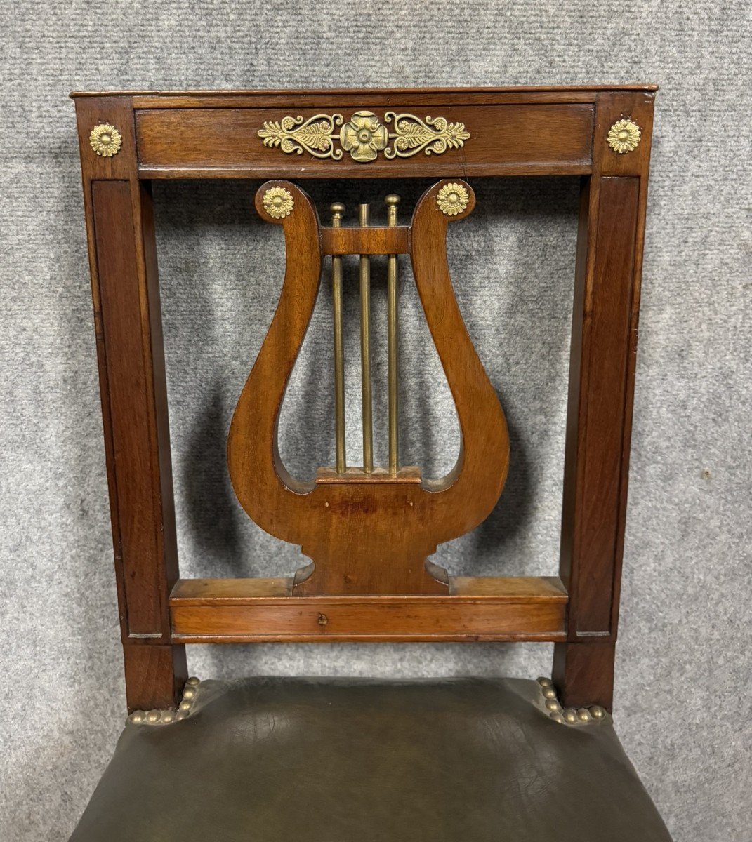 Empire Lyre Back Office Chair In Mahogany And Gilt Bronze-photo-4