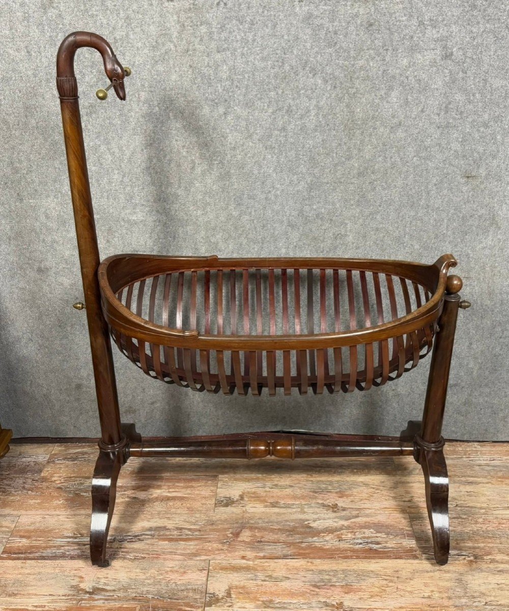 Mahogany Swan Neck Empire Cradle In The Shape Of A Carrycot -photo-6