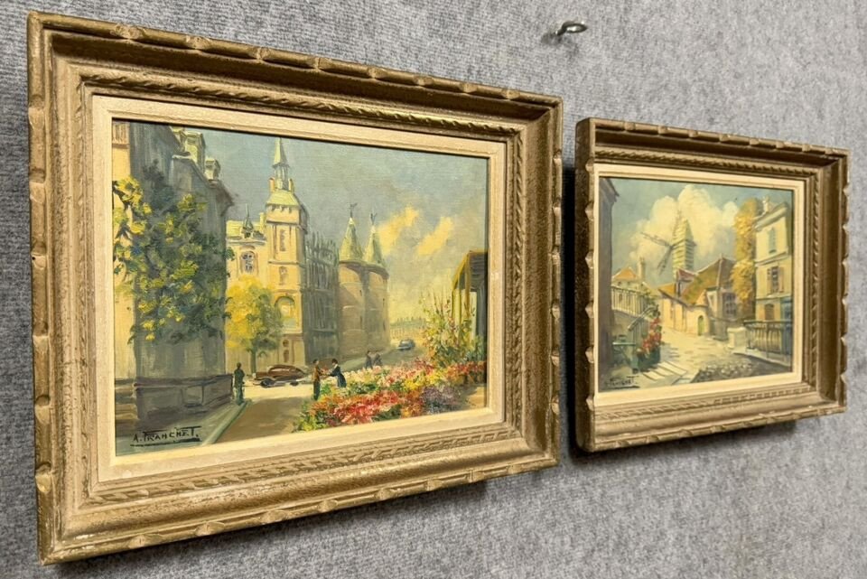 André Franchet (1896-1961) : 2 Tableaux Huiles Sur Toile Vues De Paris Vers 1940-photo-2