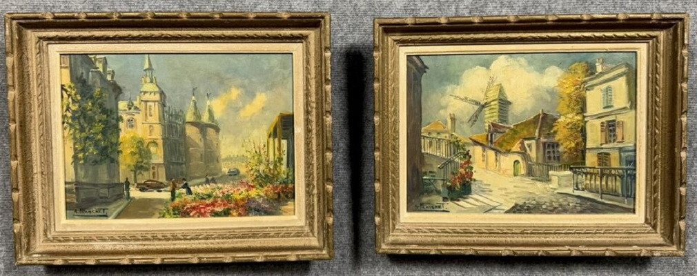 André Franchet (1896-1961) : 2 Tableaux Huiles Sur Toile Vues De Paris Vers 1940