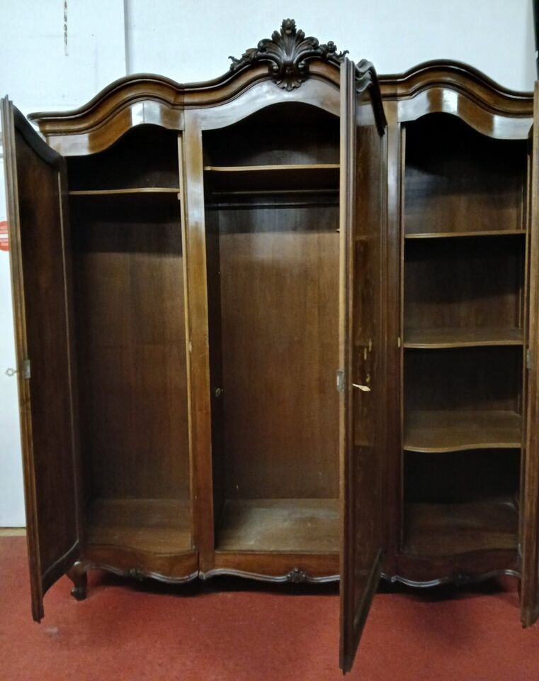 Armoire Louis XV Galbée Toutes Faces En Marqueterie De Bois Précieux Vers 1900-photo-2