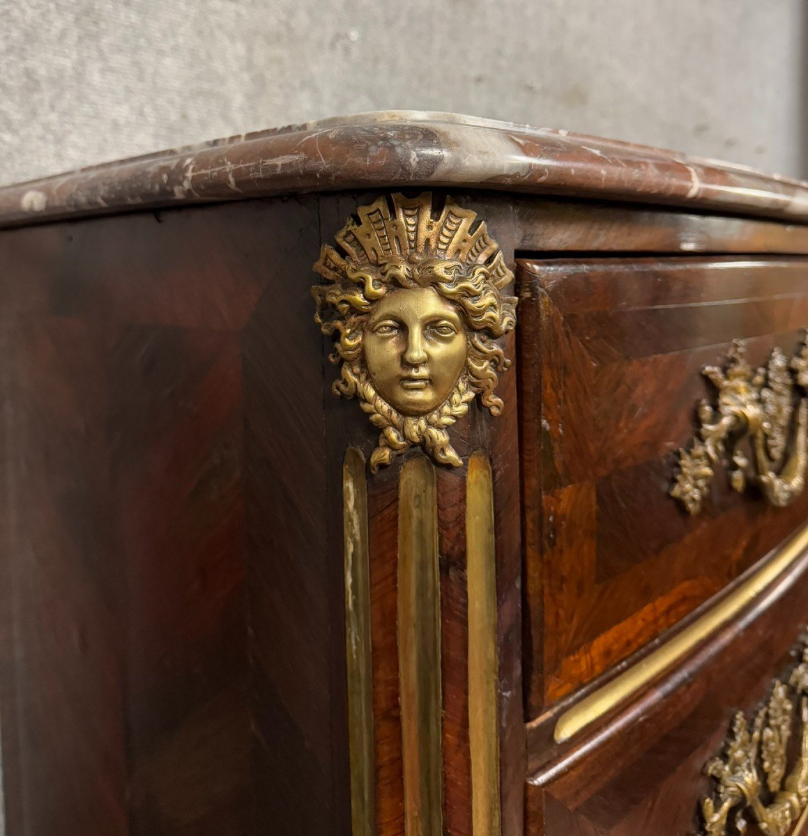 18th Century Regency Period Weekly Chest In Marquetry And Copper Reed-photo-4