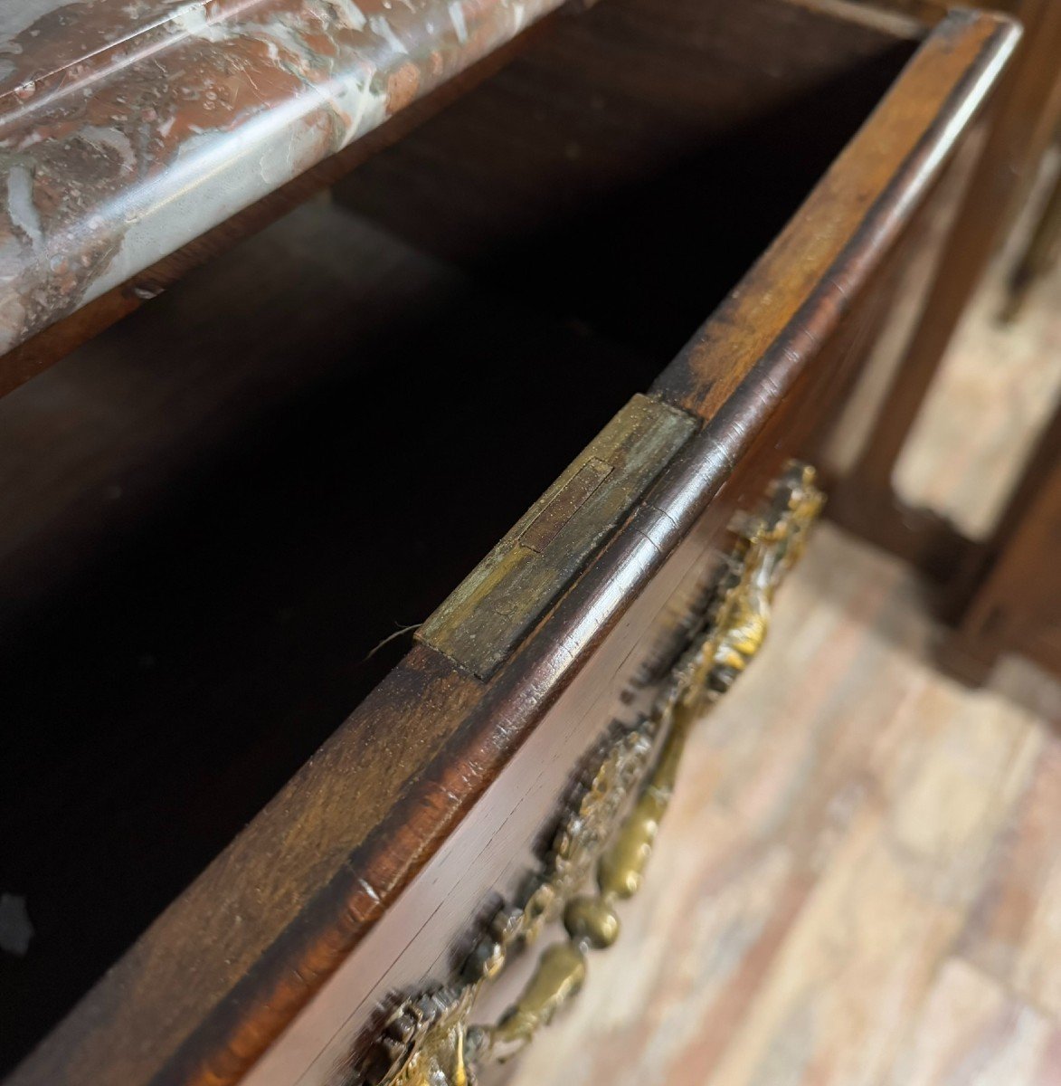 18th Century Regency Period Weekly Chest In Marquetry And Copper Reed-photo-5