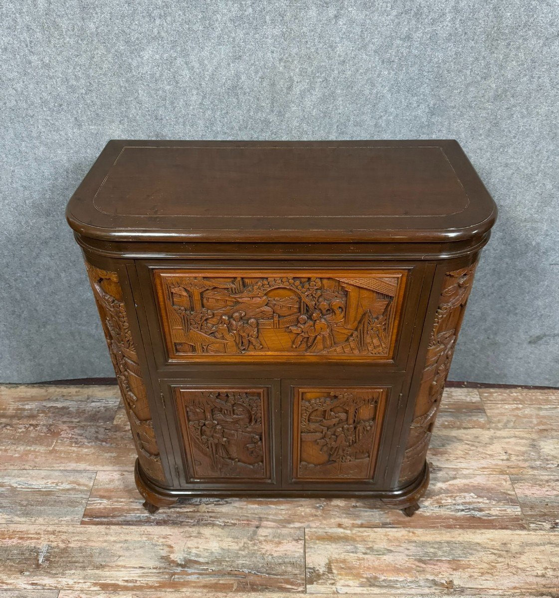 Asia 20th Century: Camphor Wood Bar Cabinet Circa 1950-photo-2