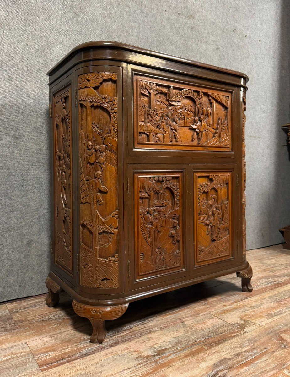 Asia 20th Century: Camphor Wood Bar Cabinet Circa 1950-photo-3