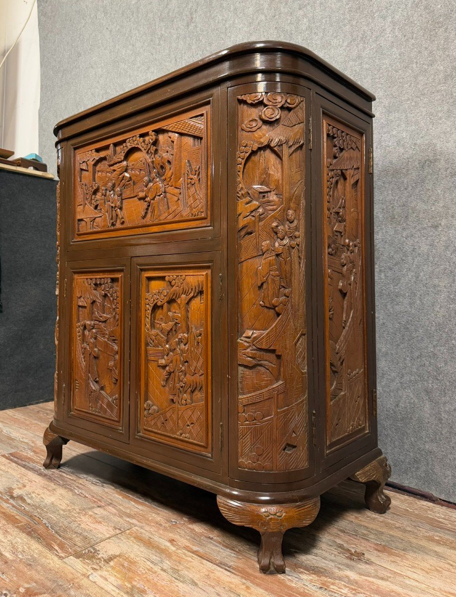 Asia 20th Century: Camphor Wood Bar Cabinet Circa 1950-photo-4