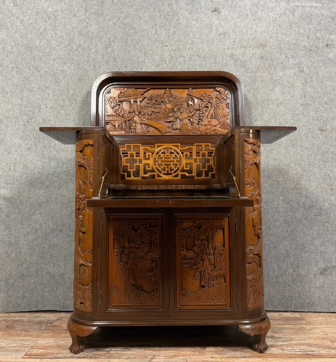 Asia 20th Century: Camphor Wood Bar Cabinet Circa 1950-photo-2