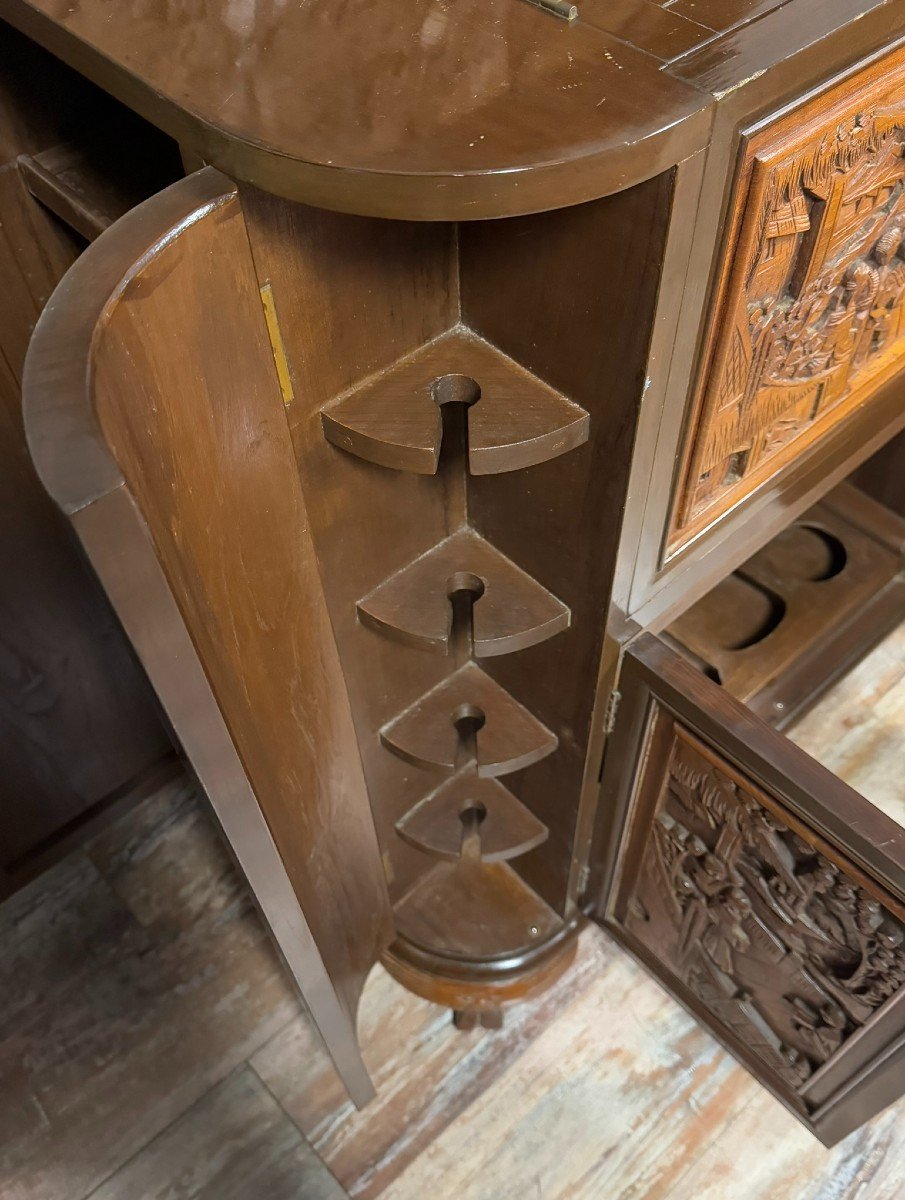 Asia 20th Century: Camphor Wood Bar Cabinet Circa 1950-photo-5