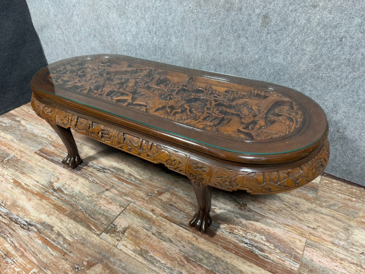 Asia 20th Century: Camphor Wood Coffee Table Circa 1950-photo-3