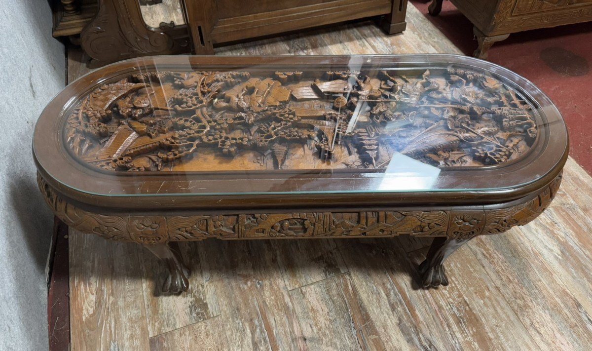 Asia 20th Century: Camphor Wood Coffee Table Circa 1950-photo-7