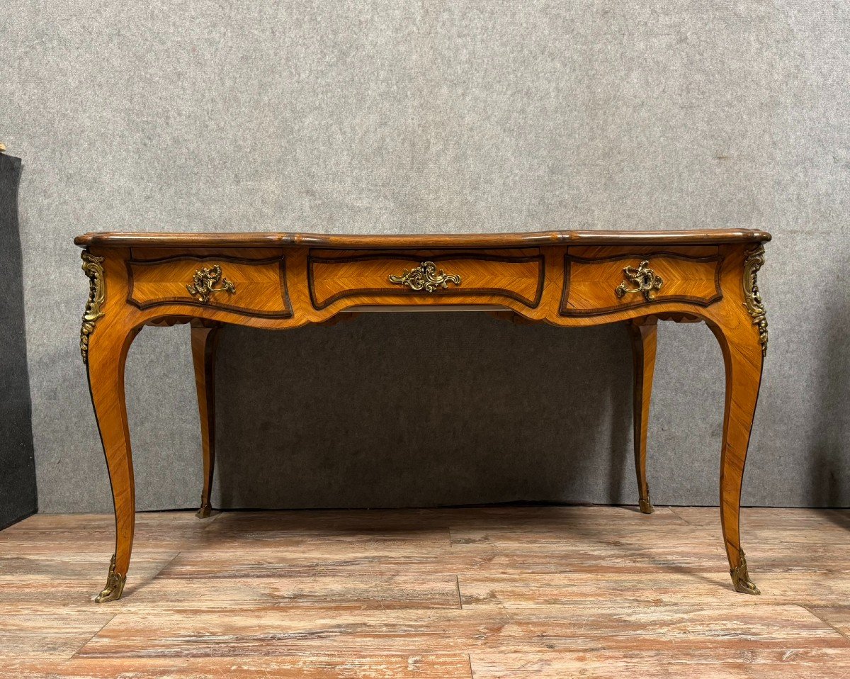 According To The Creations Of Charles Cressent: Marquetry Minister's Desk, Late 19th Century