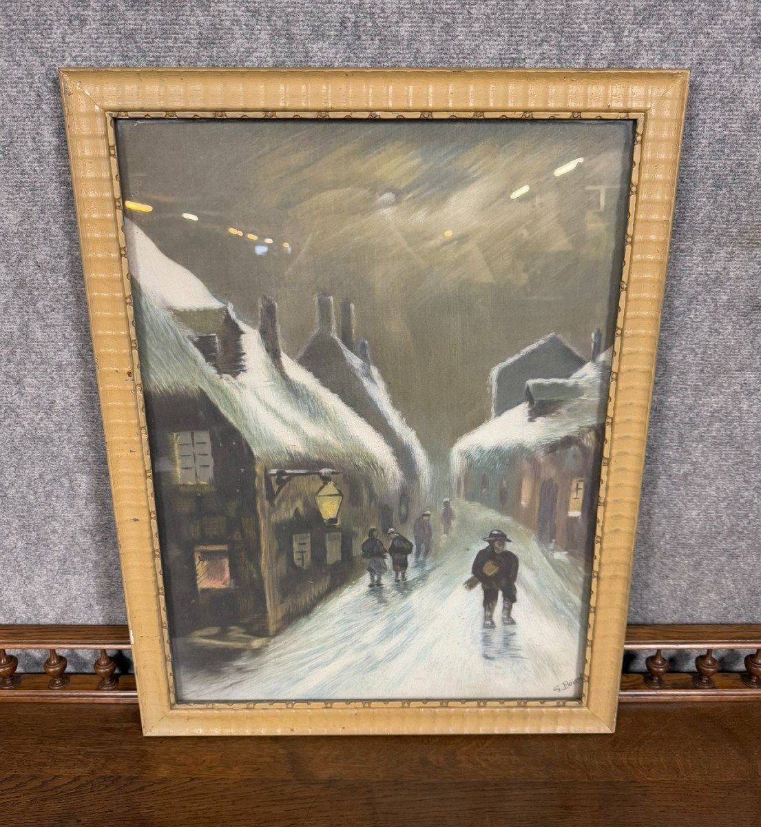 G.boizot: Tableau école Française "la Nuit Hivernale" Daté 1928-photo-3