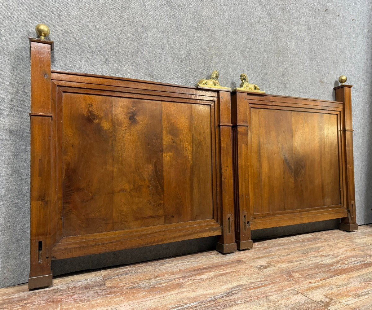 Empire Period Mahogany Bed With Gilt Bronze Sphinxes-photo-3