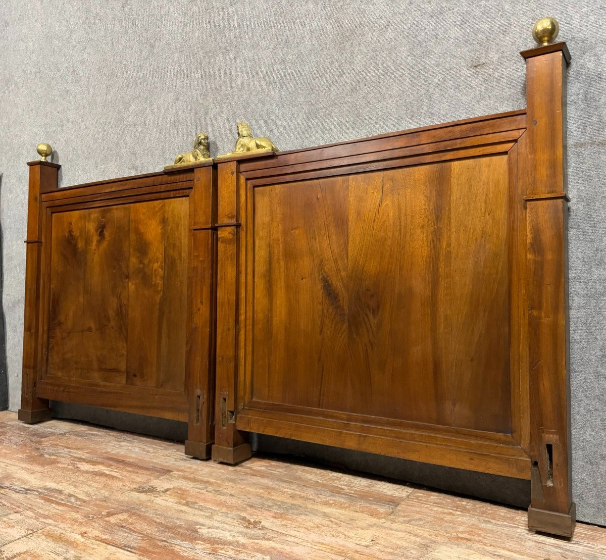 Empire Period Mahogany Bed With Gilt Bronze Sphinxes-photo-4