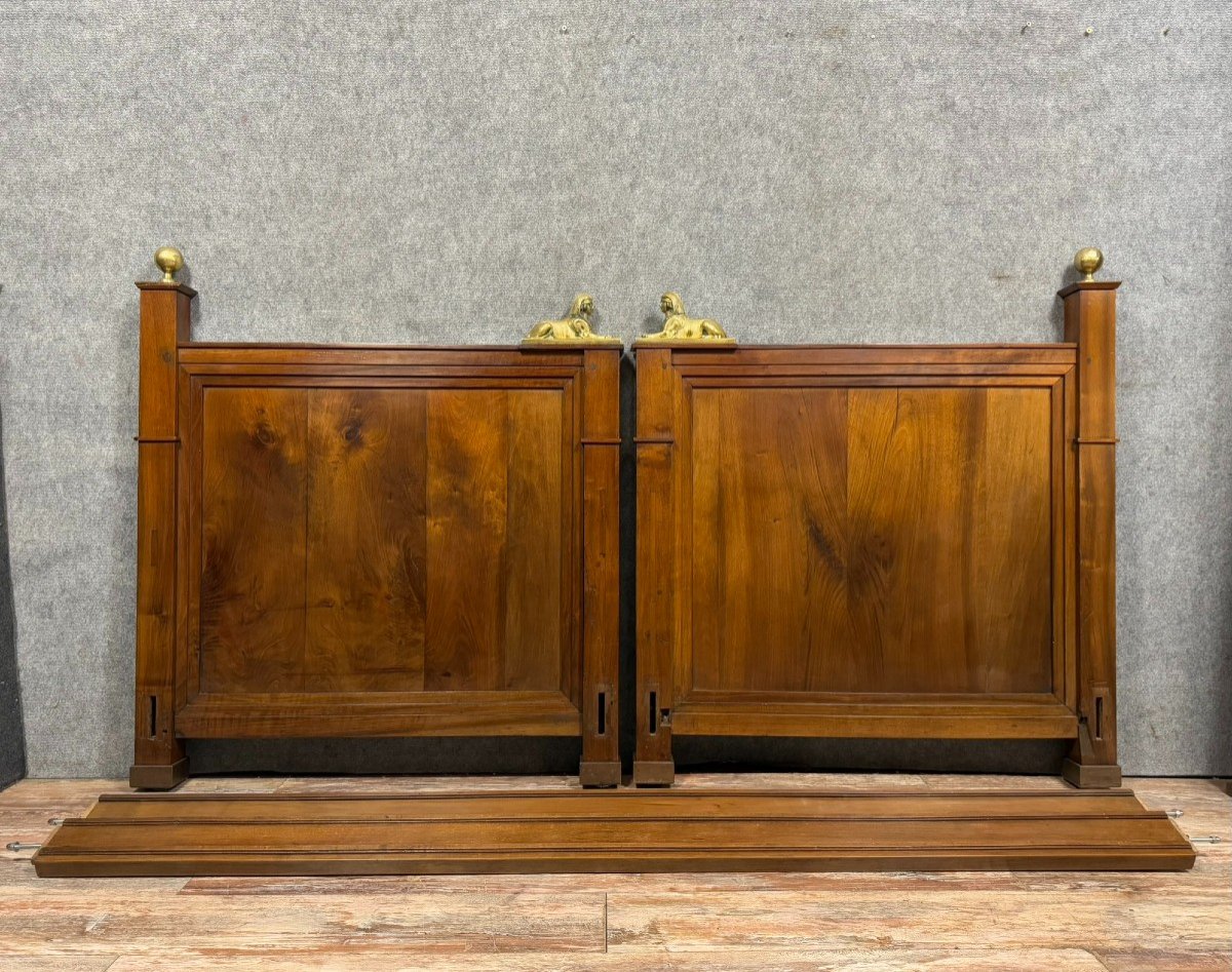 Empire Period Mahogany Bed With Gilt Bronze Sphinxes