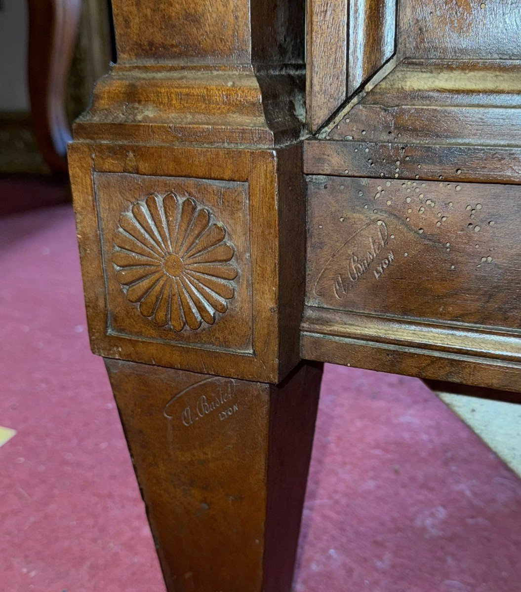 Bastel Stamped Bed, Empire Consulate Period, Walnut, Circa 1800-photo-6