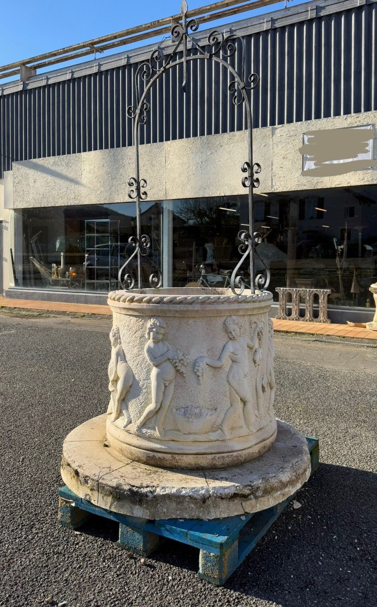 Reconstructed Stone Well With Antique Decorations Circa 1950-photo-5