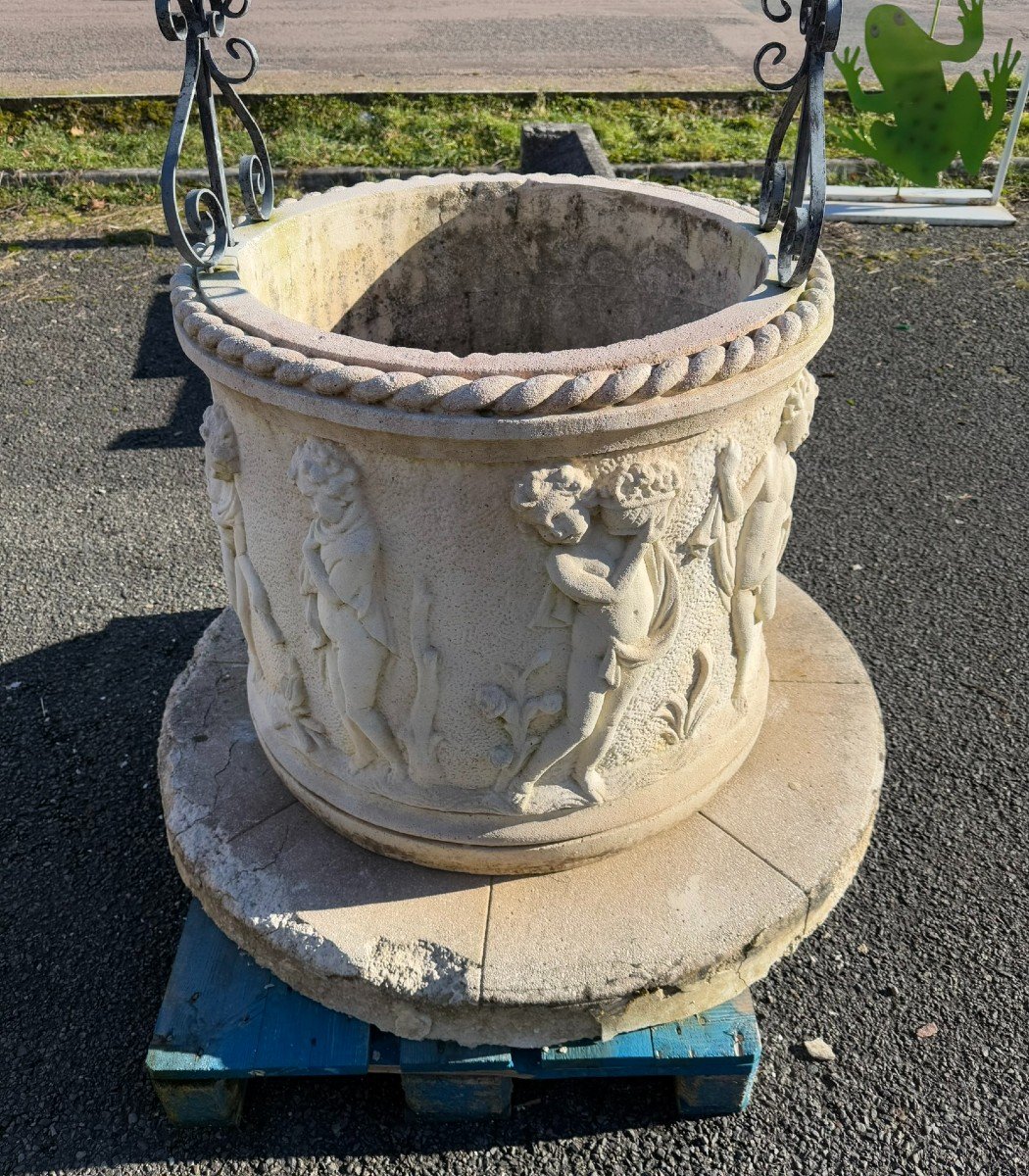 Reconstructed Stone Well With Antique Decorations Circa 1950-photo-6