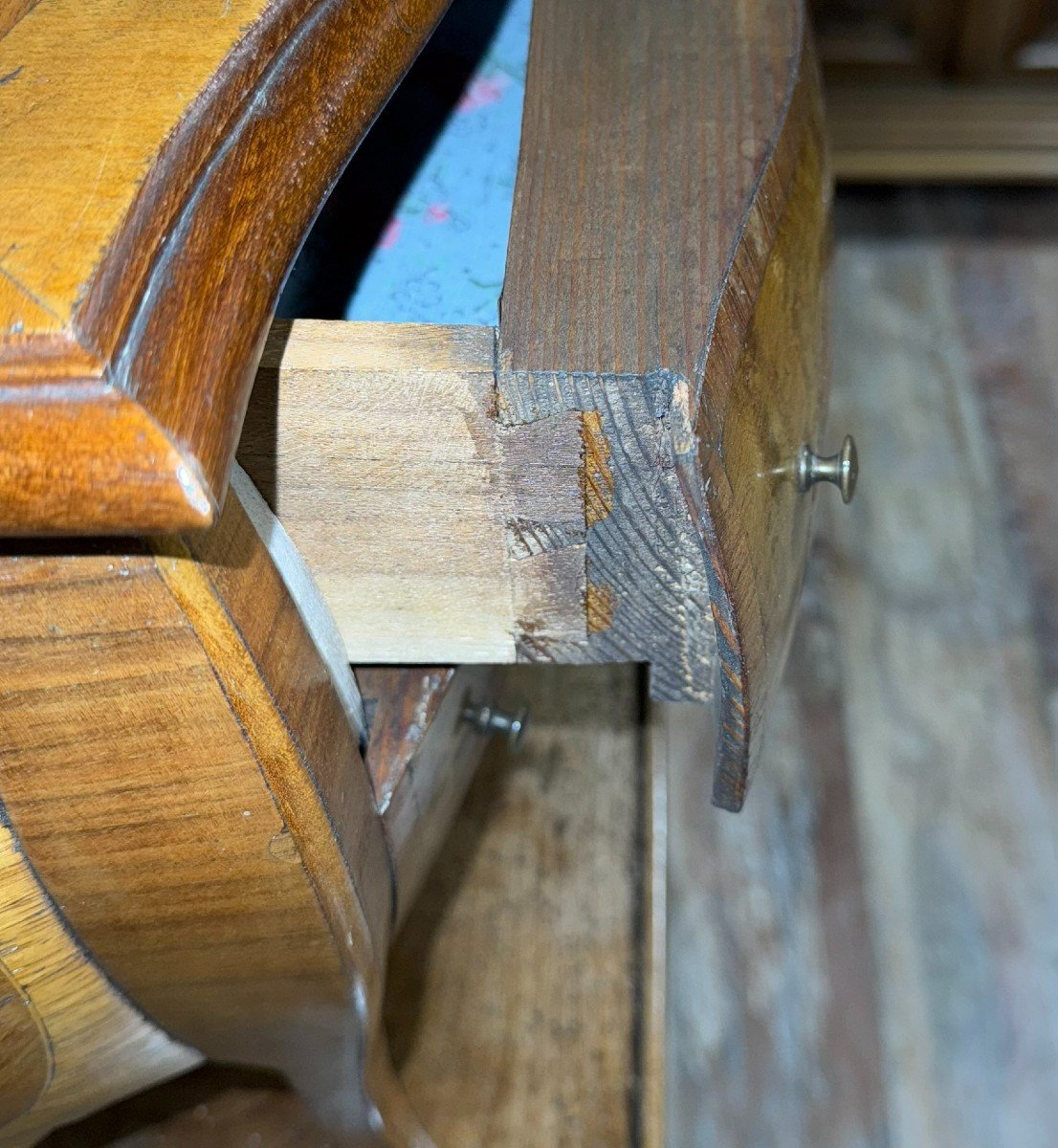 Louis XV Style Curved Master's Chest Of Drawers In Marquetry Circa 1880-photo-4