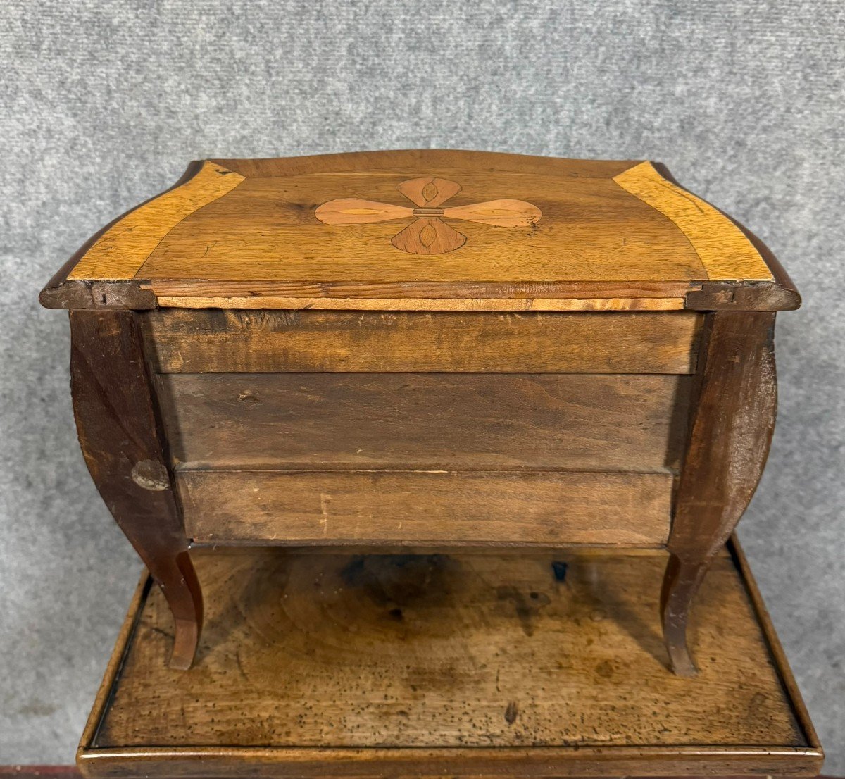 Louis XV Style Curved Master's Chest Of Drawers In Marquetry Circa 1880-photo-5