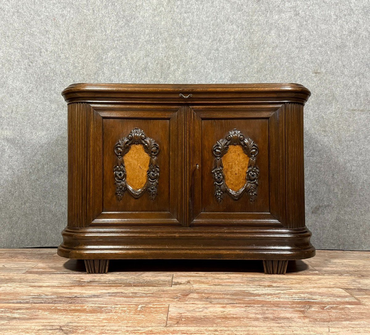 Art Nouveau Period Sideboard In Oak And Burl Circa 1900