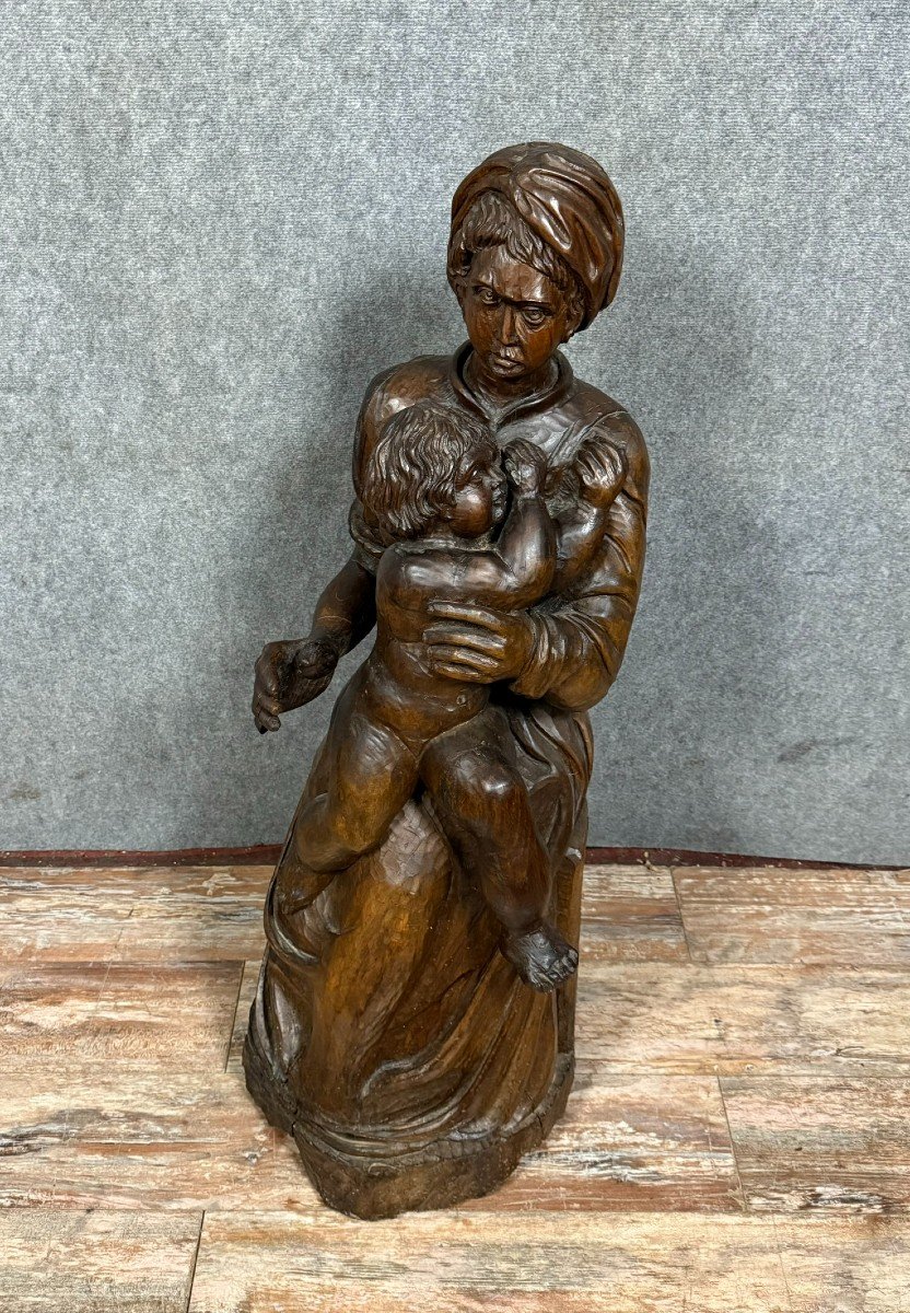 17th Century French School: Sculpture Depicting A Maternity-photo-1