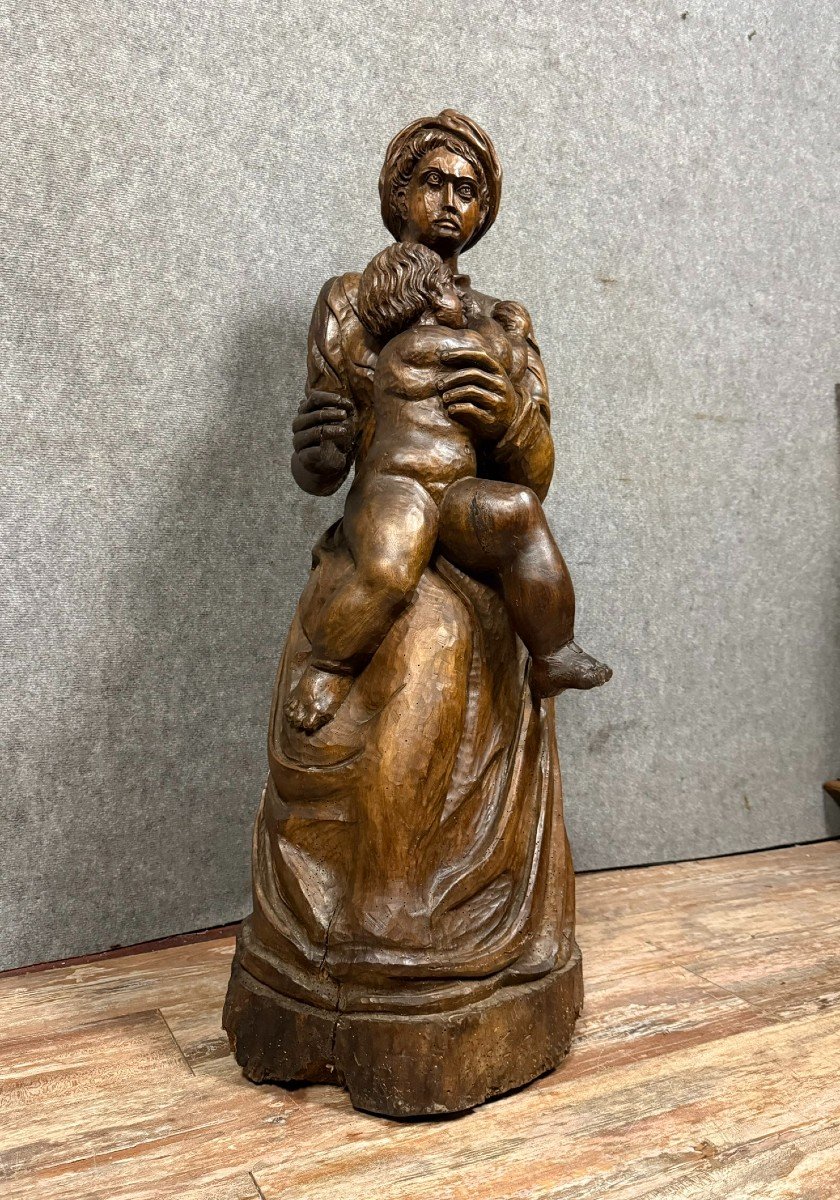 17th Century French School: Sculpture Depicting A Maternity-photo-2