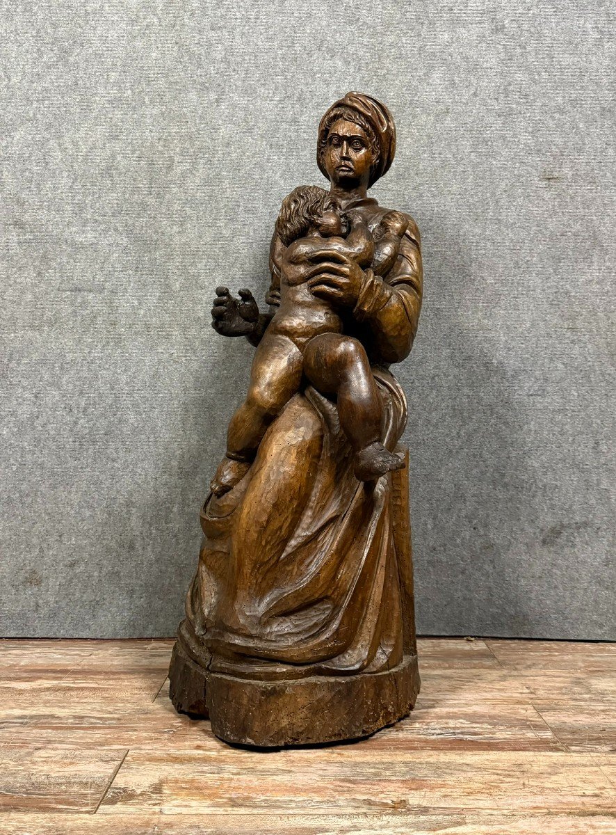 17th Century French School: Sculpture Depicting A Maternity