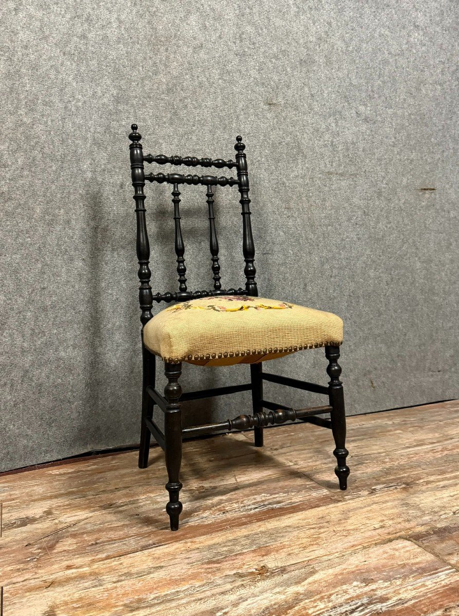 Blackened Wooden Theater Chair, Napoleon III Period, Circa 1800-photo-2