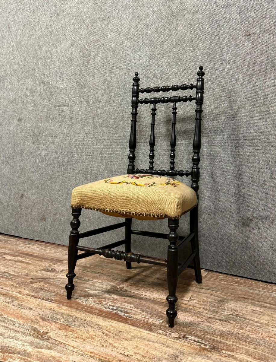 Blackened Wooden Theater Chair, Napoleon III Period, Circa 1800-photo-3