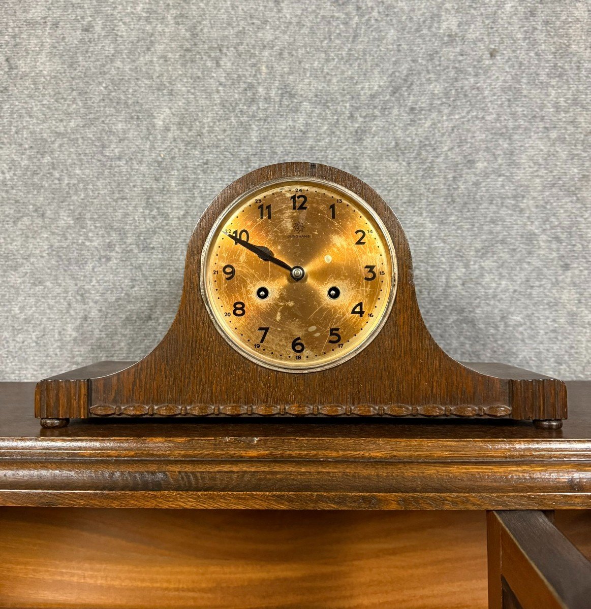 Buffet A Horloge époque Art Nouveau En Chêne Et Loupe Vers 1900-photo-5