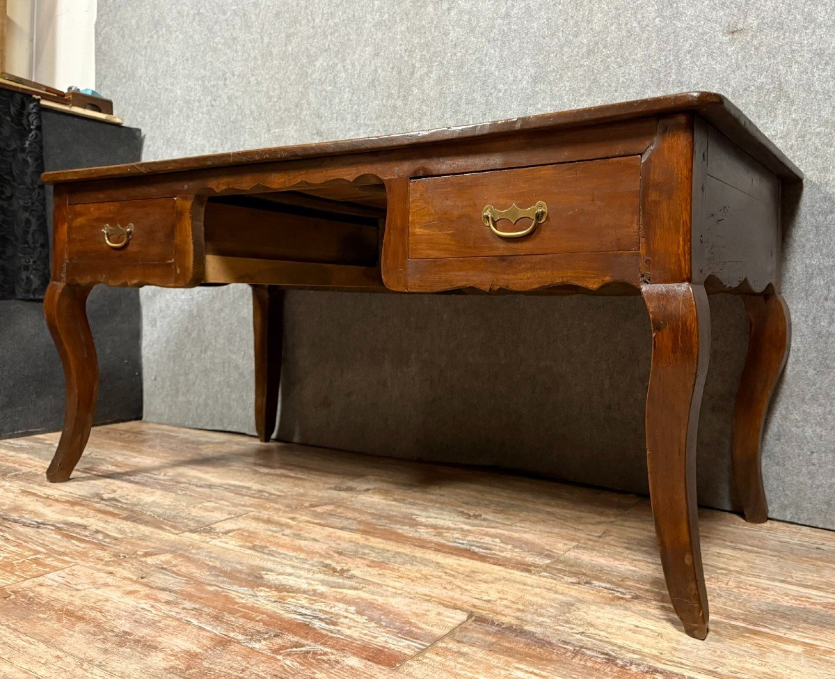 Louis XV Period Stamped Desk In Solid Walnut-photo-2