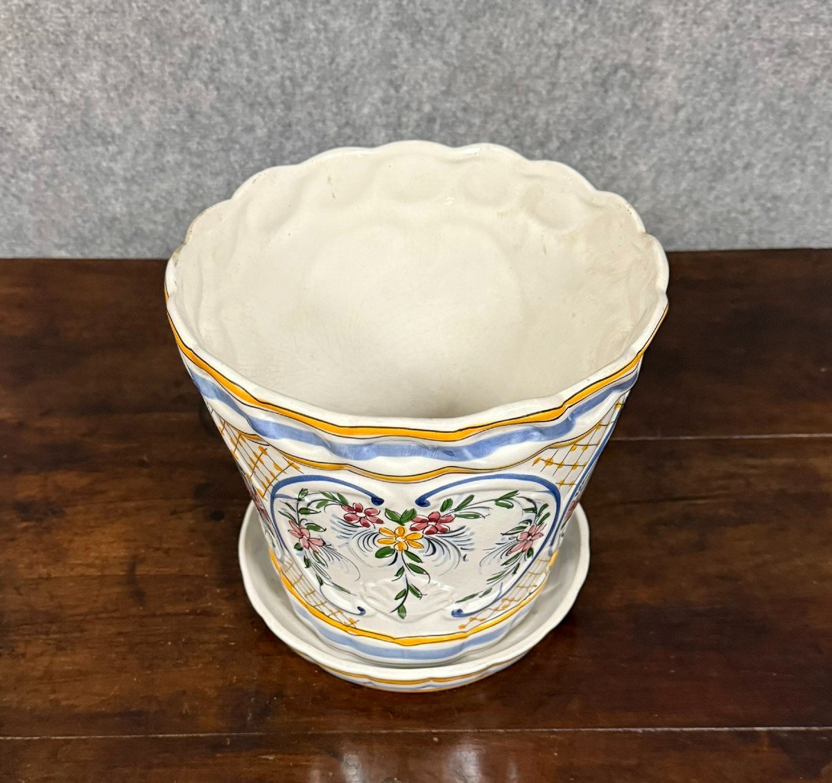 Ceramic Planter And Plate Circa 1900-photo-1