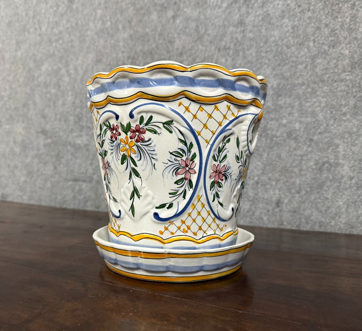 Ceramic Planter And Plate Circa 1900-photo-3