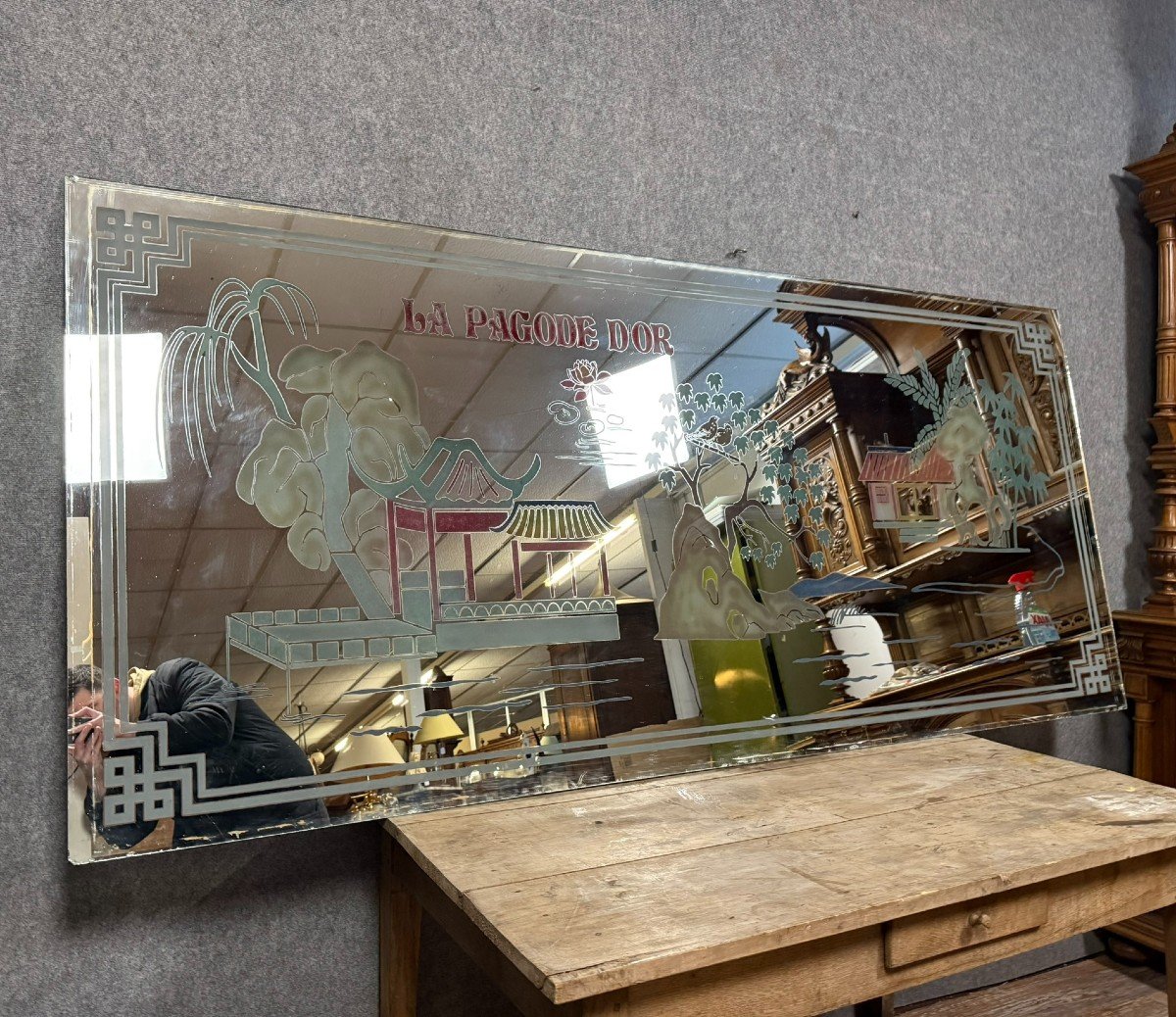 Asia 20th Century: Rectangular Restaurant Mirror Circa 1950-photo-1