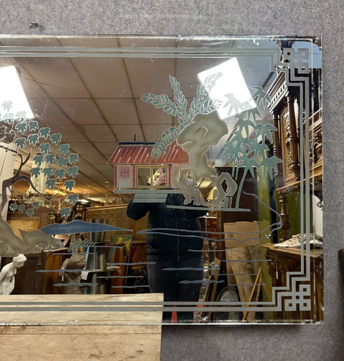 Asia 20th Century: Rectangular Restaurant Mirror Circa 1950-photo-3