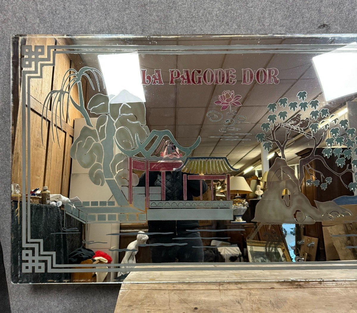 Asia 20th Century: Rectangular Restaurant Mirror Circa 1950-photo-4