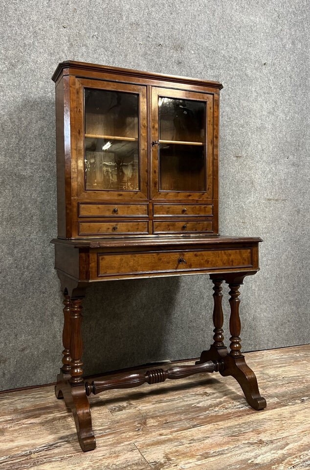 Restoration Period Mahogany Desk And Display Cabinet-photo-2