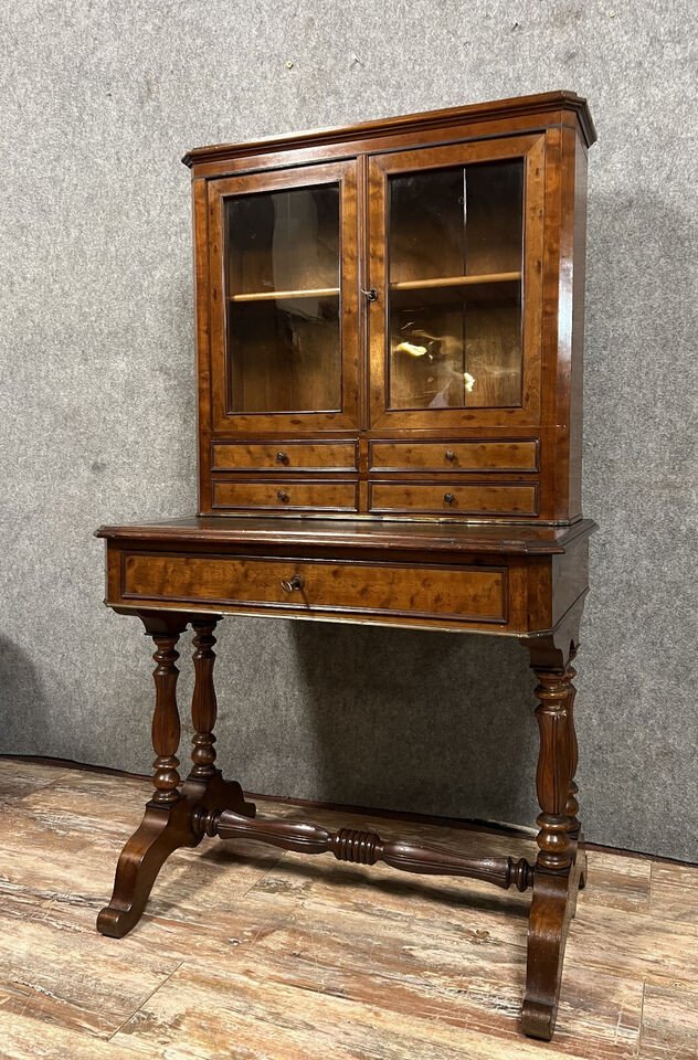 Restoration Period Mahogany Desk And Display Cabinet-photo-3