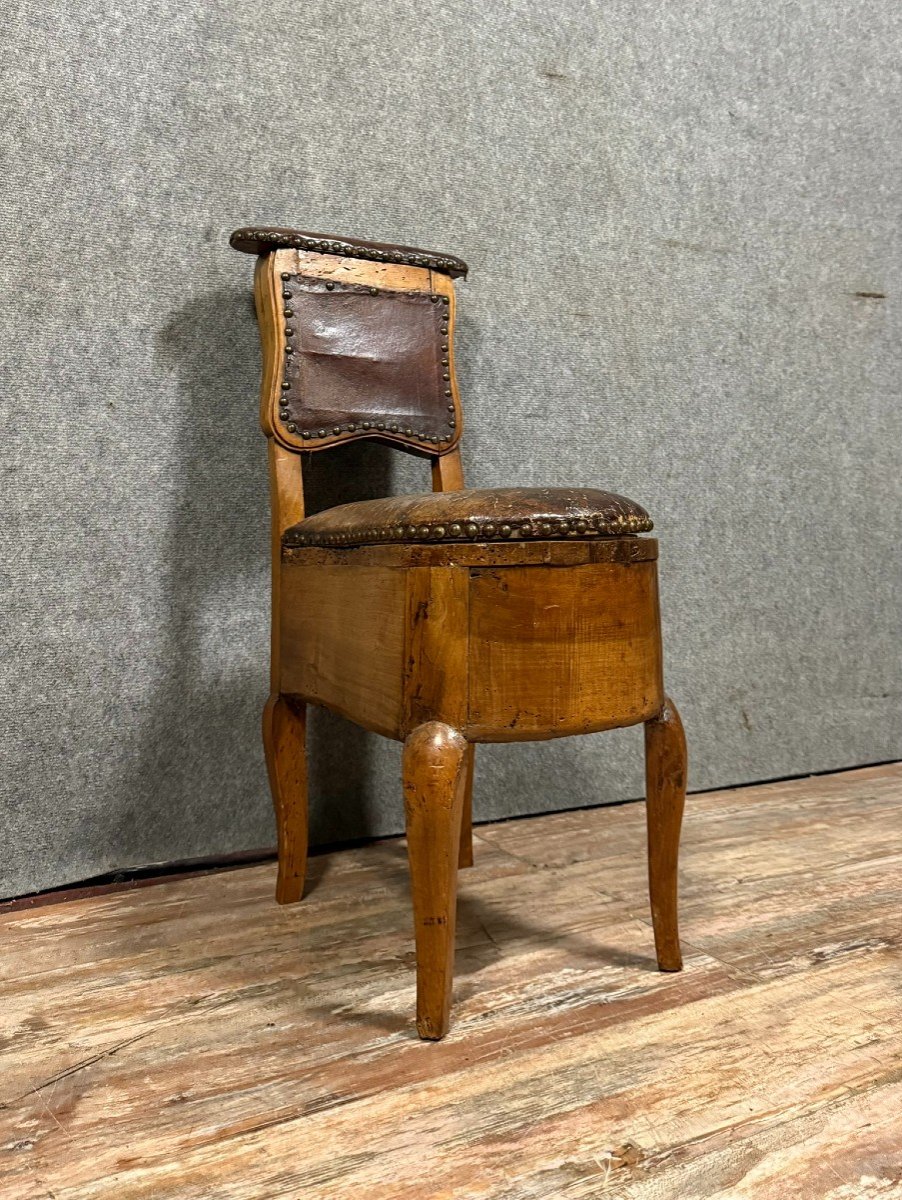 Chaise d'Aisance époque Louis XV En Noyer Vers 1740-photo-2