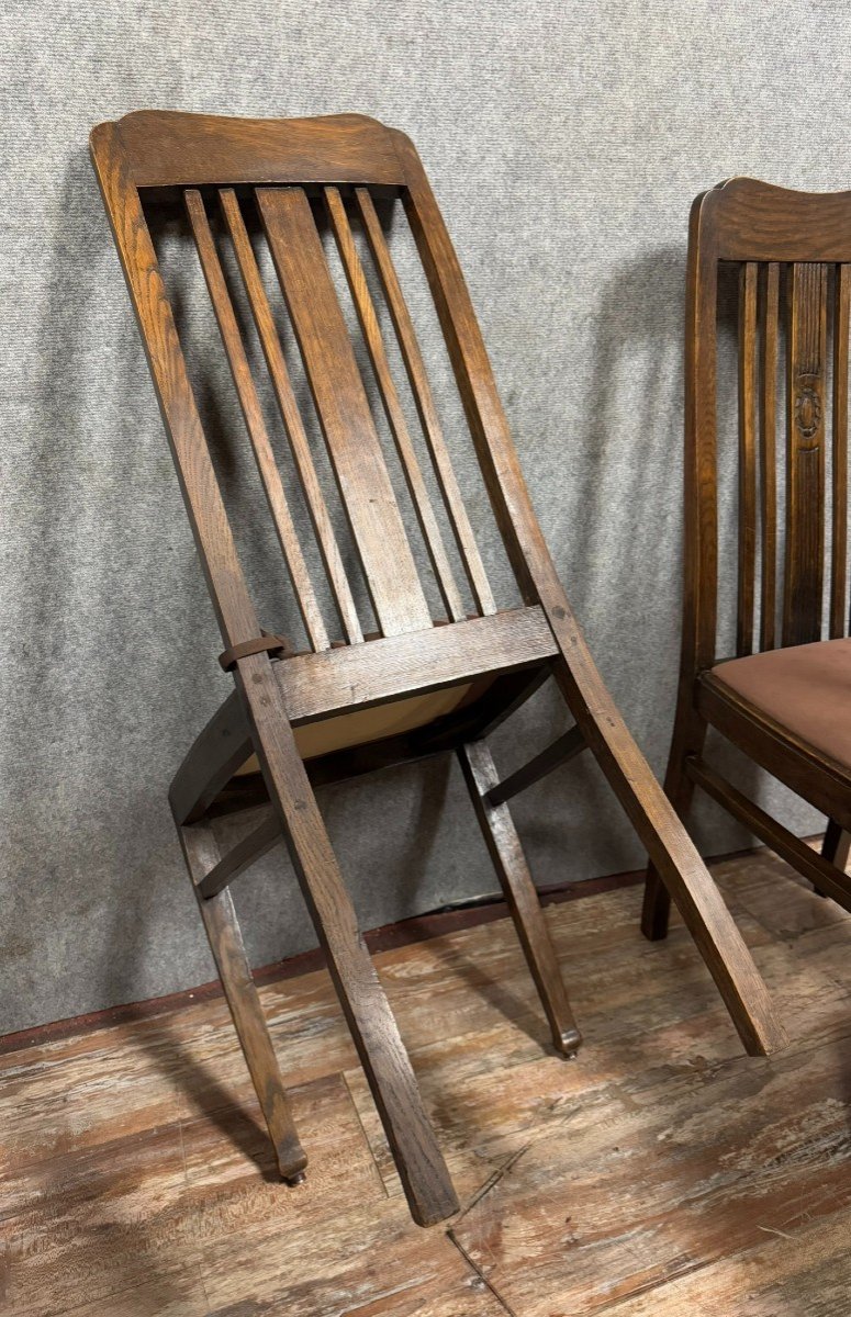 4 Art Nouveau Oak Chairs Circa 1900-photo-5