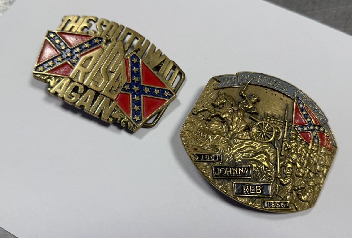 Two Vintage American Or English Belt Buckles In Gilt And Polychrome Bronze Circa 1980 -photo-2