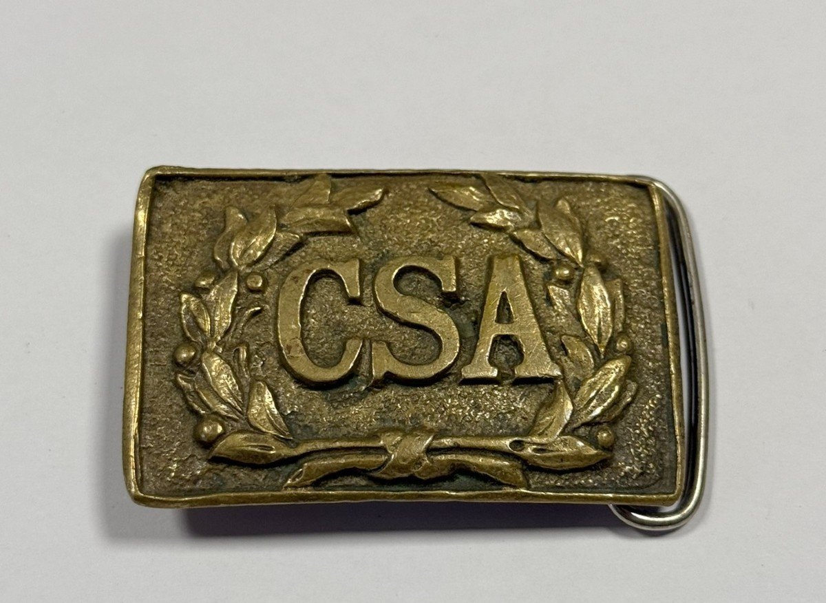 Csa Civil War Gilt Bronze Cavalry Buckle-photo-1