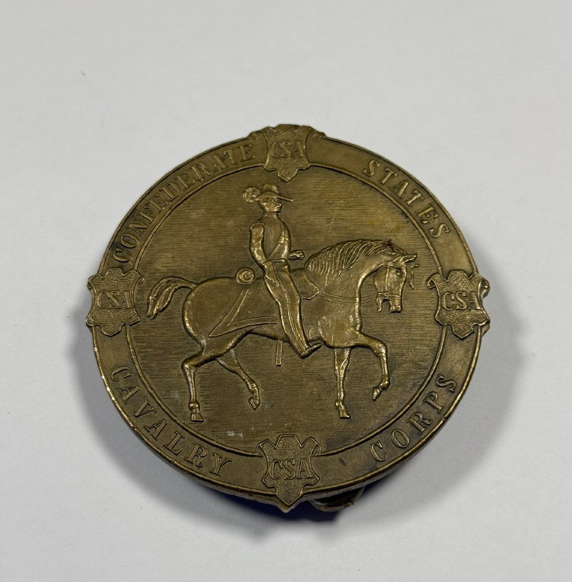 Boucle De Ceinture Du Corps De Cavalerie Des états Confédérés En Bronze Doré-photo-1