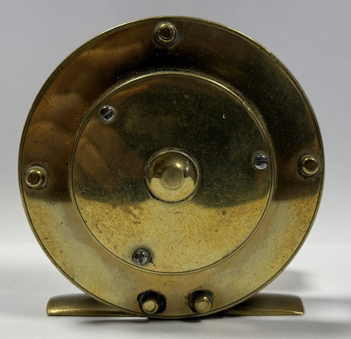 Knight In London Late 19th Century: Gilded Brass Fly Fishing Reel-photo-3