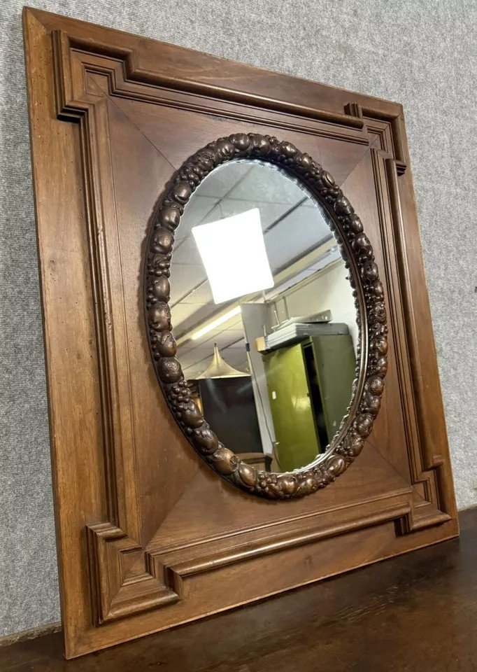 Louis XV Style Rectangular Walnut Mirror Circa 1850-photo-1