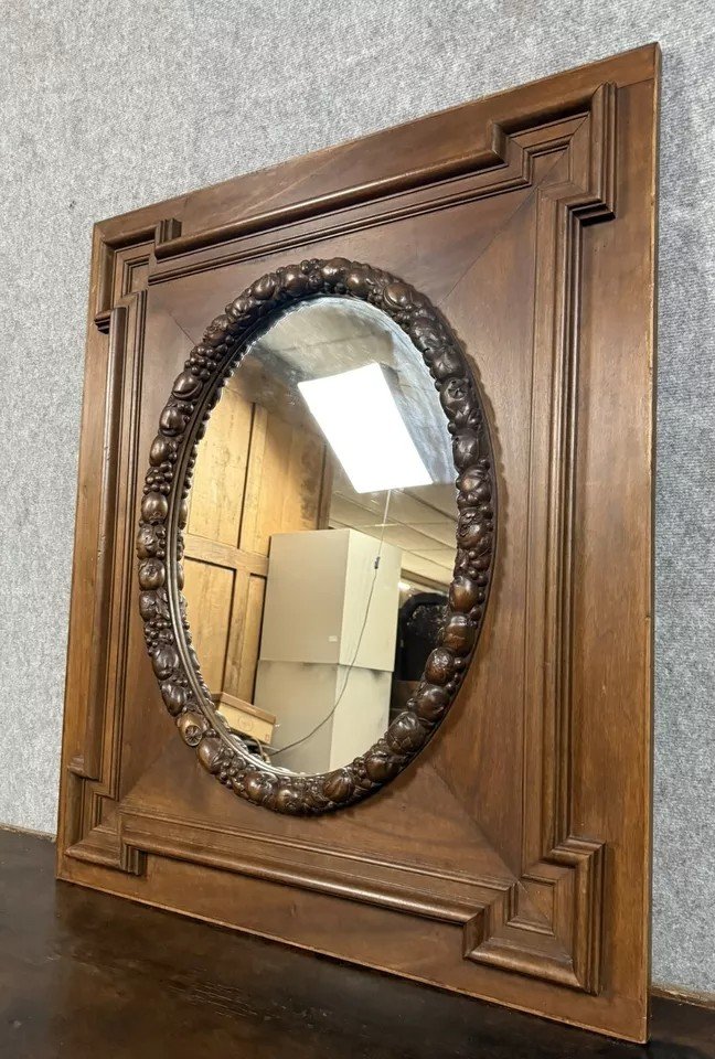 Louis XV Style Rectangular Walnut Mirror Circa 1850-photo-2